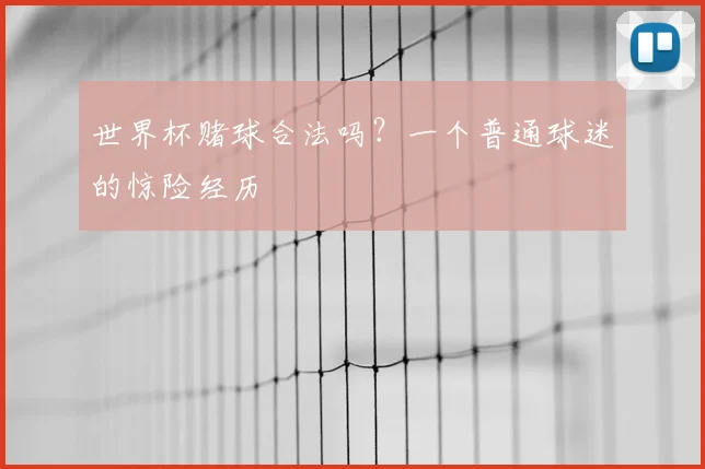 世界杯赌球合法吗？一个普通球迷的惊险经历
